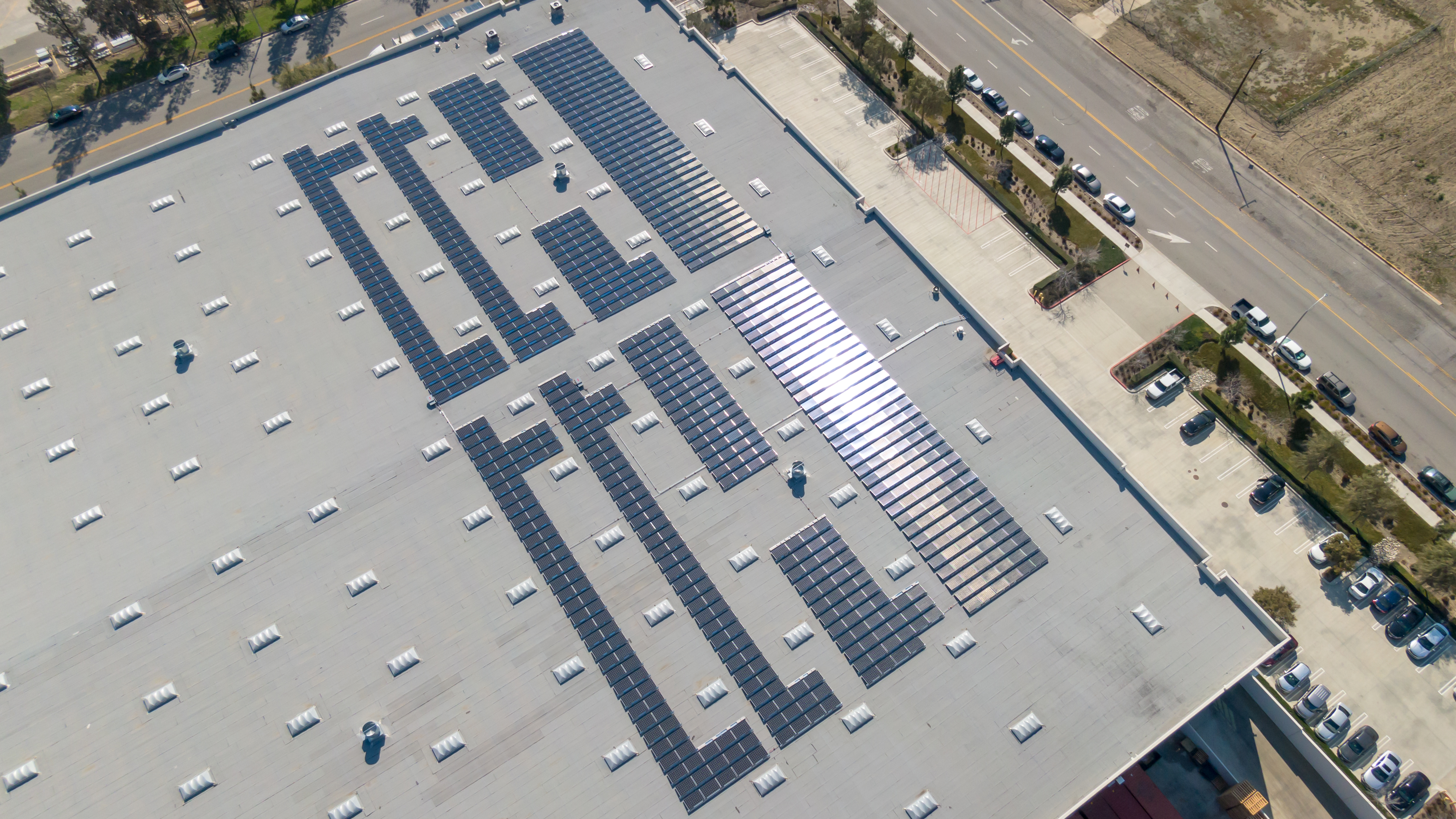 Commercial Building with Ballasted Solar Panels